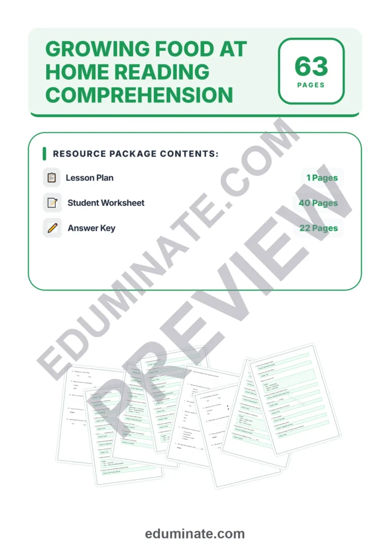 Homegrown Harvest Growing Food at Home Reading Comprehension Passages 2-6 sample page 1