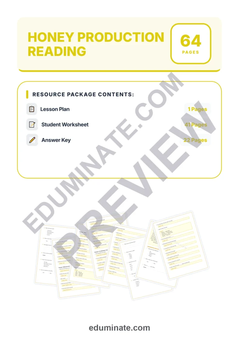 Honey Production Reading Comprehension Passages and Questions for Grades 2-6 sample page 1