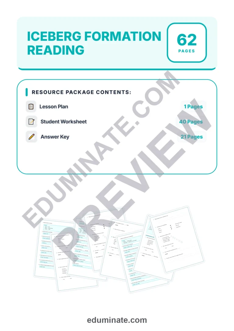 Iceberg Formation Reading Comprehension Passages and Questions for Grades 2-6 sample page 1