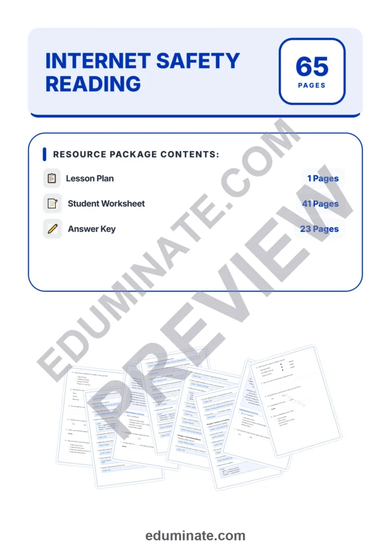 Internet Safety Reading Comprehension Passages and Questions for Grades 6-8 sample page 1