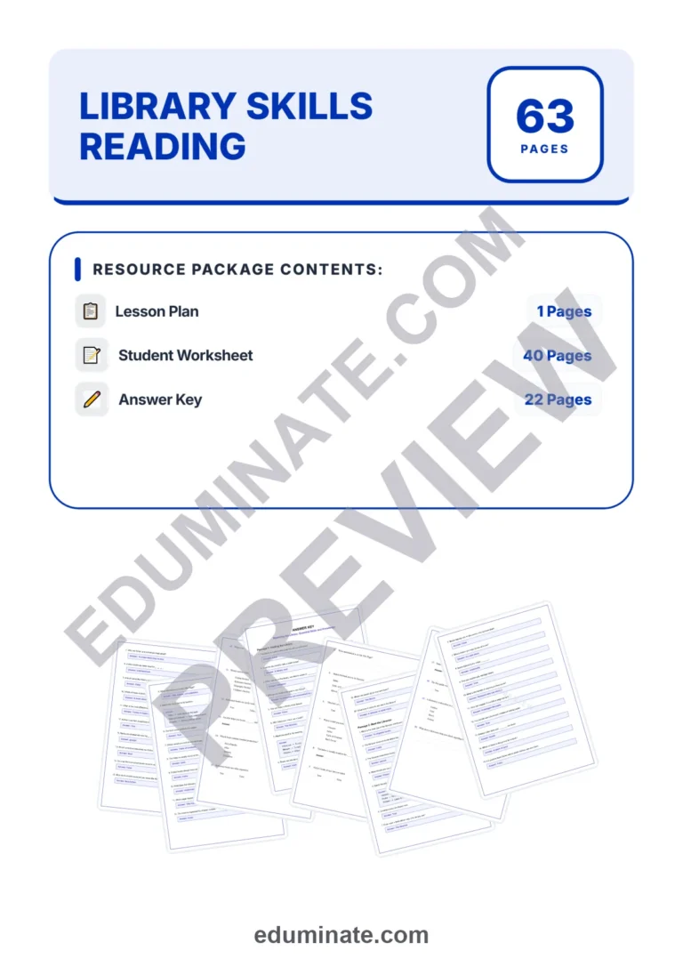Library Skills Reading Comprehension Passages and Questions for Grades 2-6 sample page 1