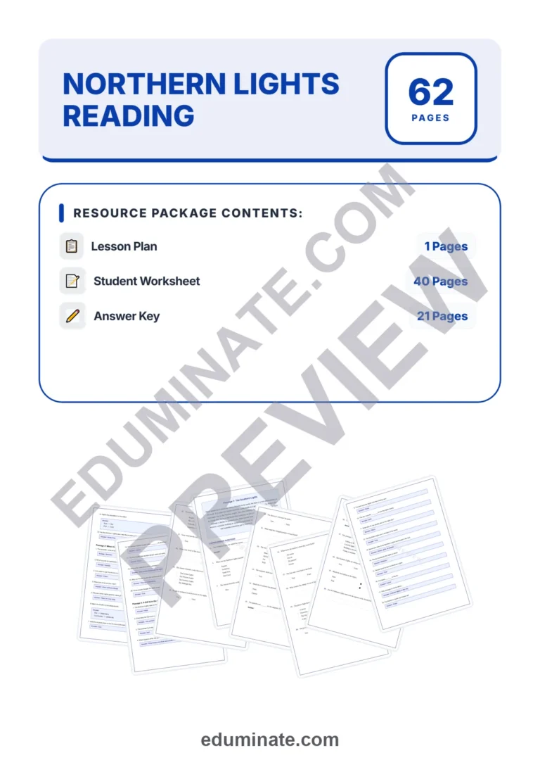 Northern Lights Reading Comprehension Passages Science Worksheets 3rd 8th Grade sample page 1