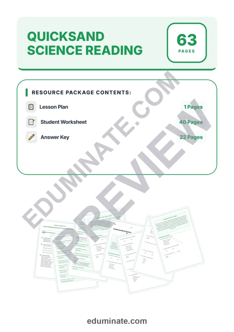 Quicksand Science Reading Comprehension Passages STEM Worksheets 3rd 8th Grade sample page 1