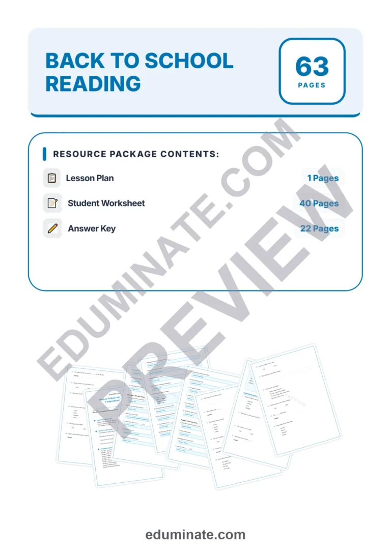 Back to School Reading Passages: Reading Passages with Answer Keys, Grades 2-4 sample page 1