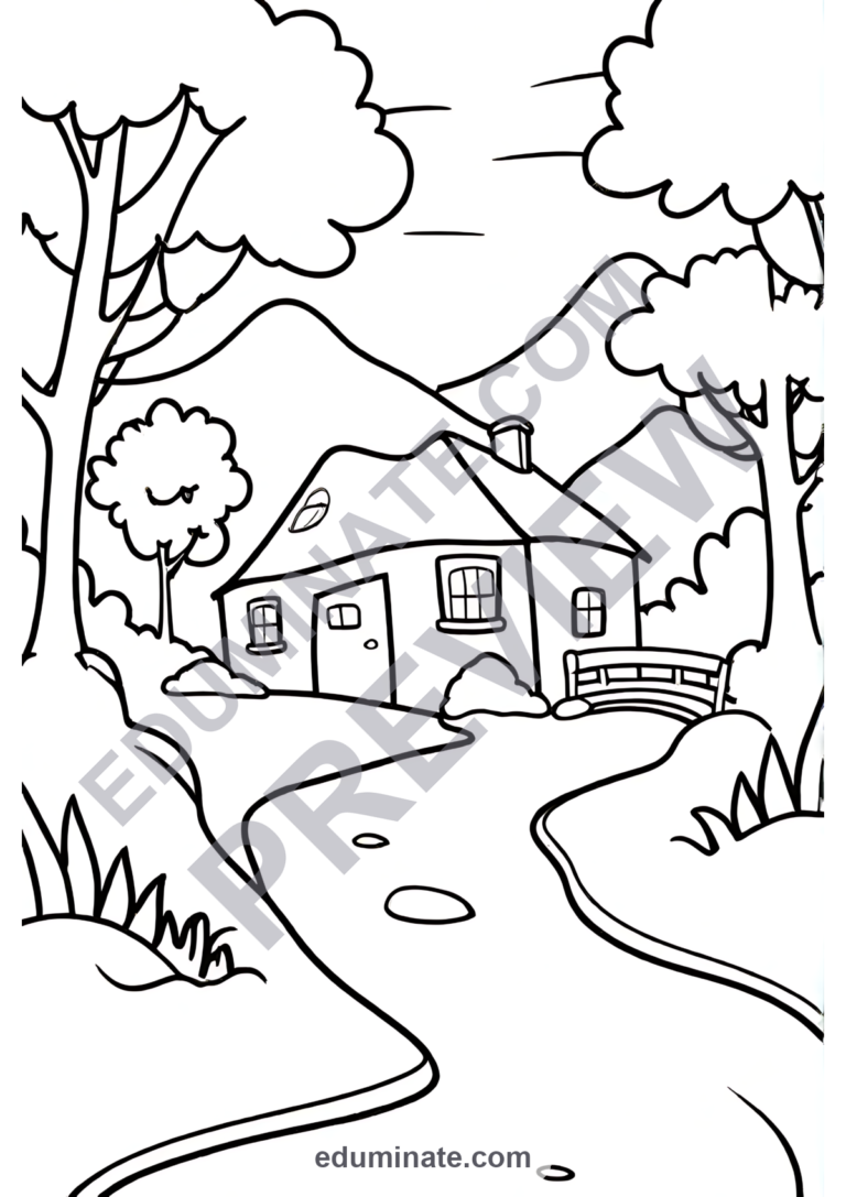 Landscapes Coloring Pages Nature Scenery Art 15 Easy Printable Worksheets sample page 1