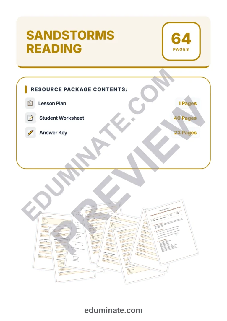 Sandstorms Reading Comprehension Passages Desert Weather Worksheets 2nd 8th sample page 1