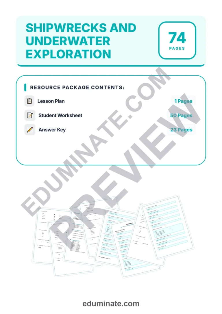 Shipwrecks and Underwater Exploration Reading Passages Worksheets 3rd 7th Grade sample page 1