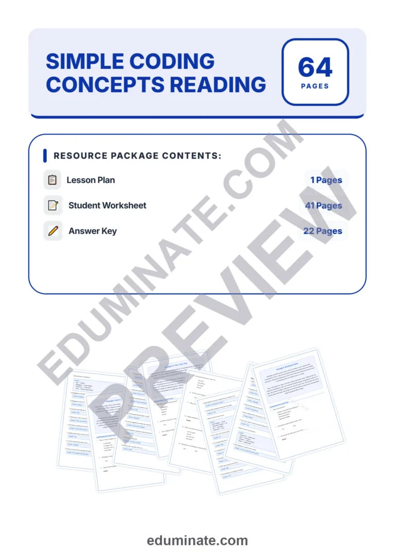 Coding Worksheets: Reading Comprehension Passages with Answer Keys, Grades 3-5 sample page 1