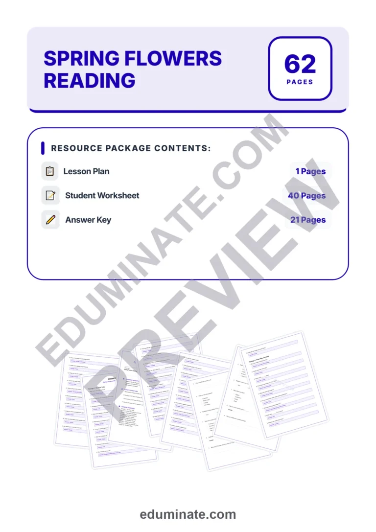 Flowers Worksheets: Reading Comprehension Passages with Answer Keys, Grades 1-5 sample page 1