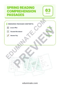 Spring Worksheets: Reading Comprehension Passages with Answer Keys, Grades 1-8 page 1