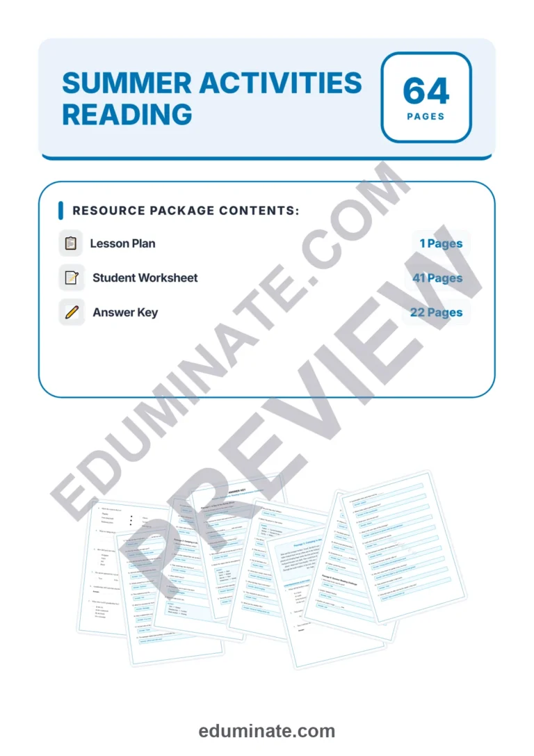 Summer Reading Comprehension Passages with Questions and Answer Keys, Grades 1-5 sample page 1