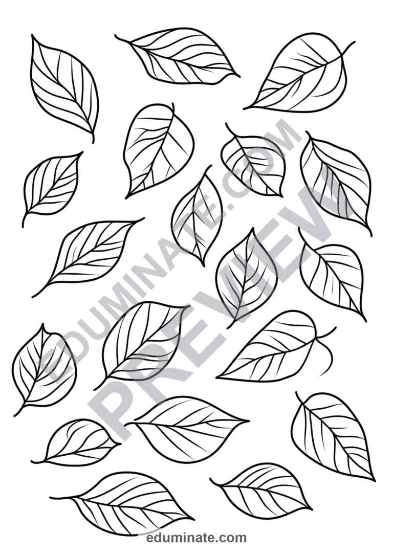 Leaves Coloring Pages Autumn Forest Foliage 100 Cute Printable Worksheets sample page 1