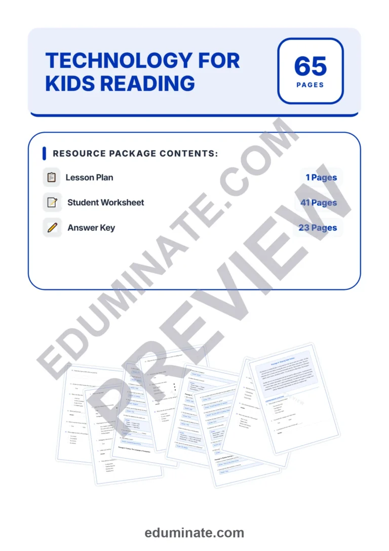 Technology for Kids Reading Comprehension Passages Worksheets 3rd to 5th Grade sample page 1