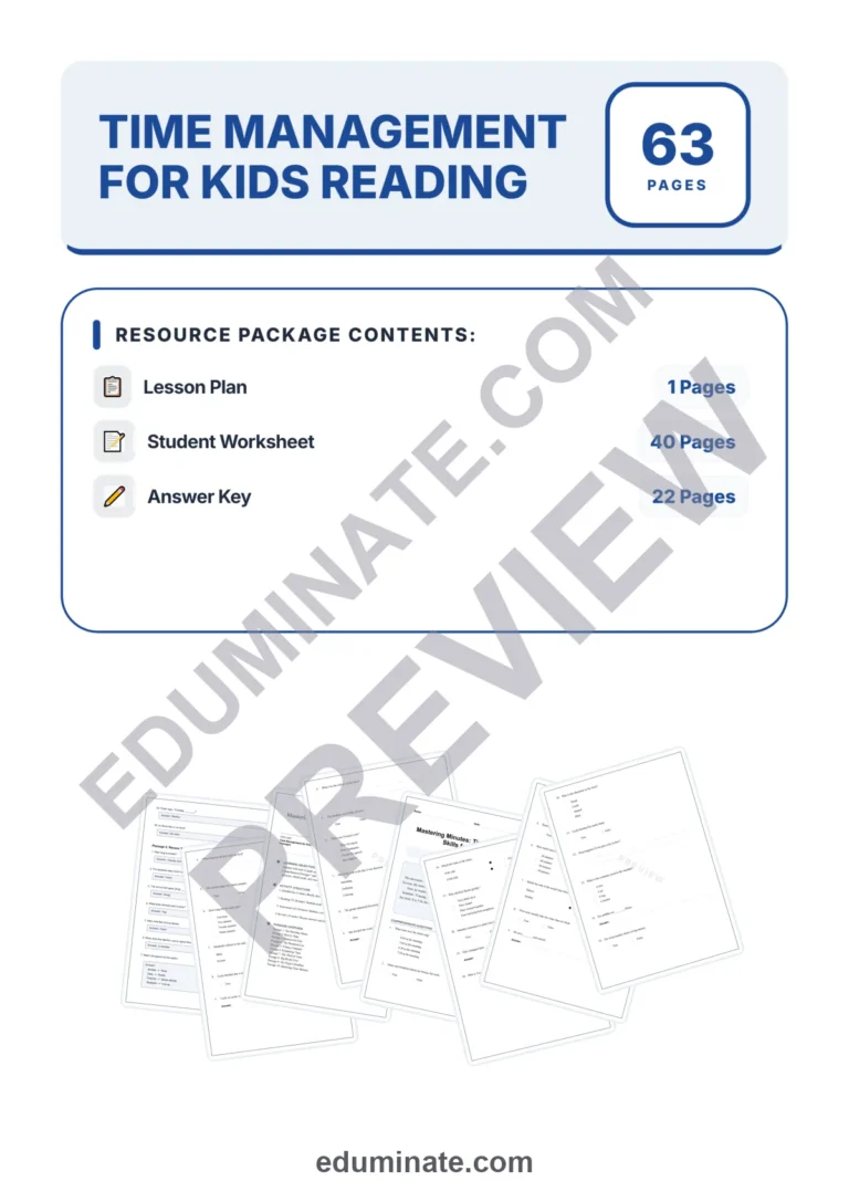 Time Management Worksheets: Reading Passages with Answer Keys, Grades 2-6 sample page 1