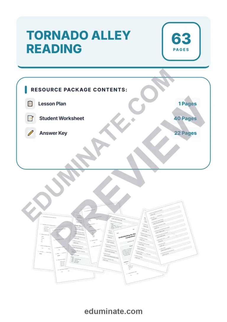 Tornado Worksheets: Reading Comprehension Passages with Answer Keys, Grades 3-8 sample page 1