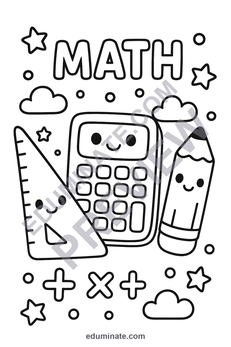 Math Coloring Pages Cute Elementary Activities 40 Printable Worksheets Sheets sample page 1