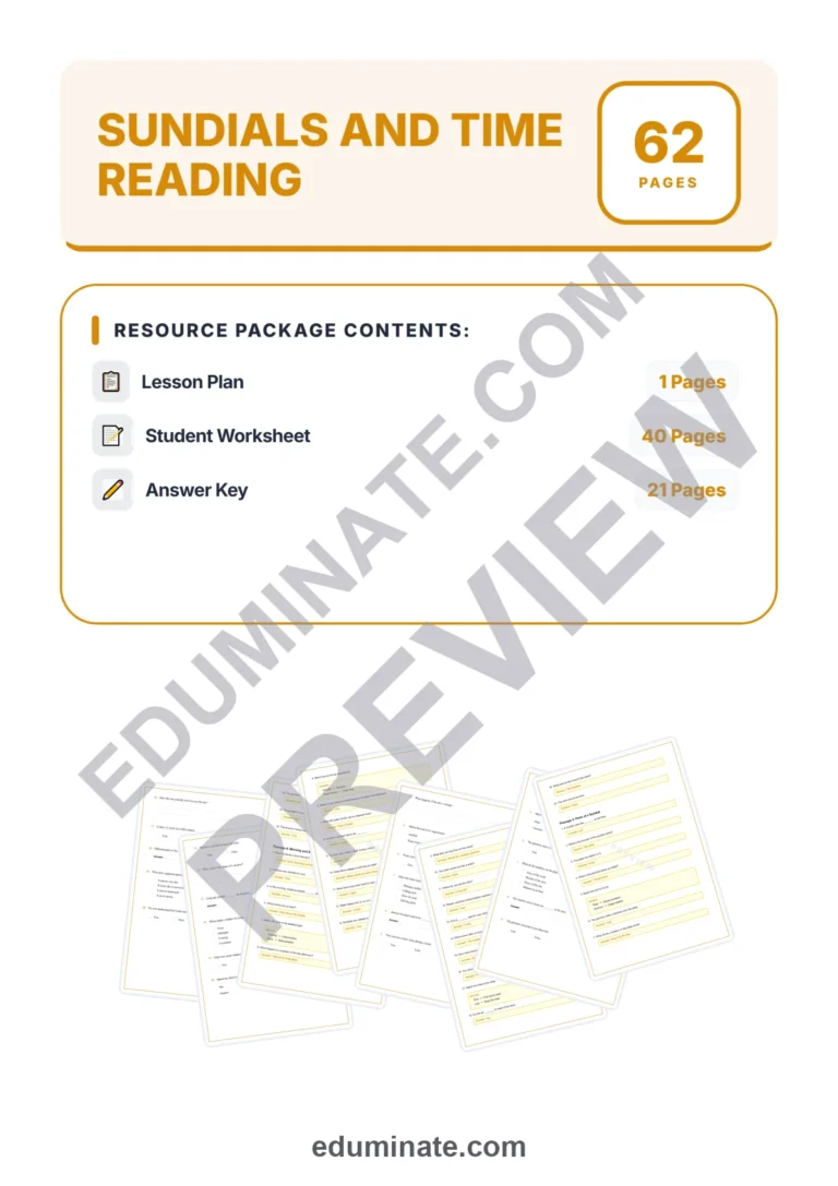 Sundials and Time Reading Comprehension Passages Worksheets 2nd to 6th Grade sample page 1