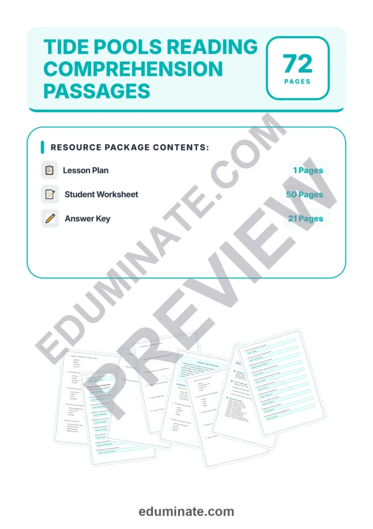 Tide Pools Reading Comprehension Passages Worksheets Science 2nd-8th Grade sample page 1