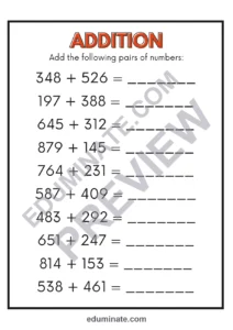 3 Digit Addition and Subtraction Worksheets | Within 1000 | 16 Printable Pages page 1