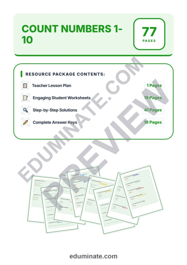 Counting Numbers 1-10 | Early Math Activities Set | 77 Pages Resource Packet sample page 1