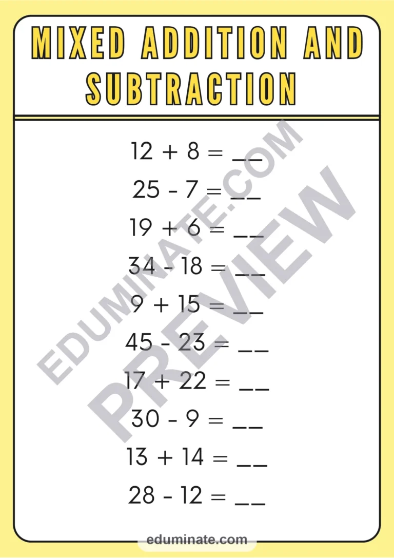 Mixed Addition and Subtraction Within 100 Worksheets Two Digit Math Drills sample page 1