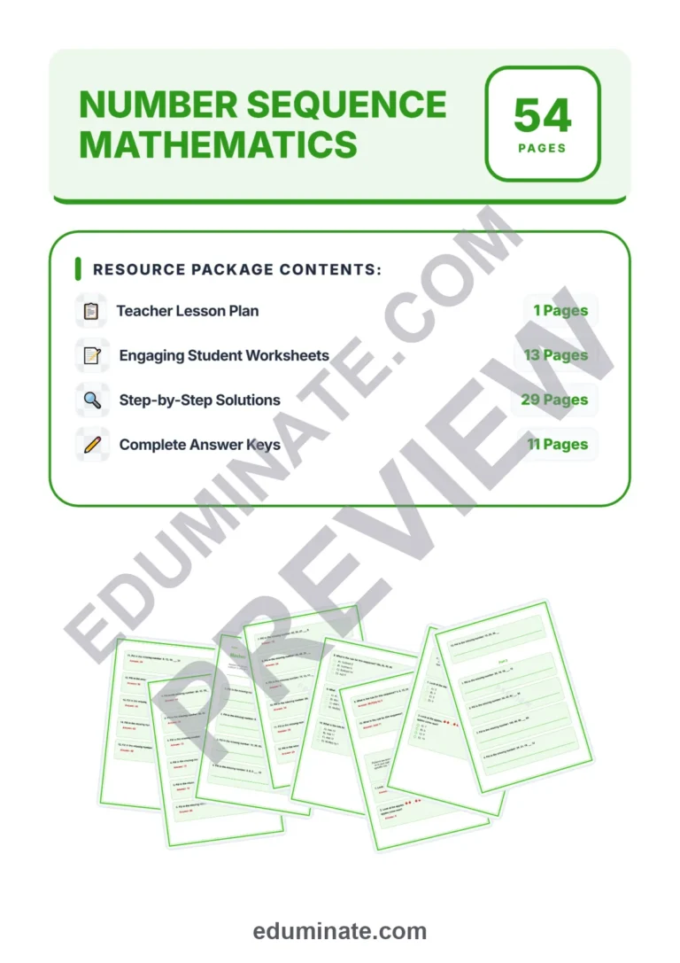 Number Sequence Worksheets Math Patterns Lesson Plan and Teacher Keys Pack sample page 1