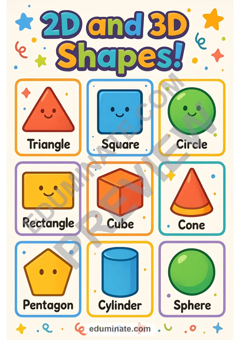 Shapes Posters | 2D Shapes Posters and 3D Shapes Posters Printable Math Charts sample page 1