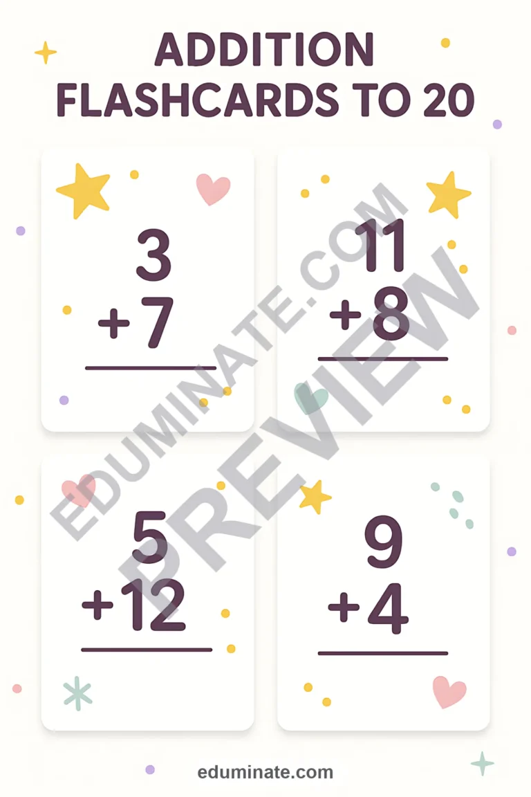 Addition Flashcards | Printable Addition Flashcards and Math Facts Practice sample page 1