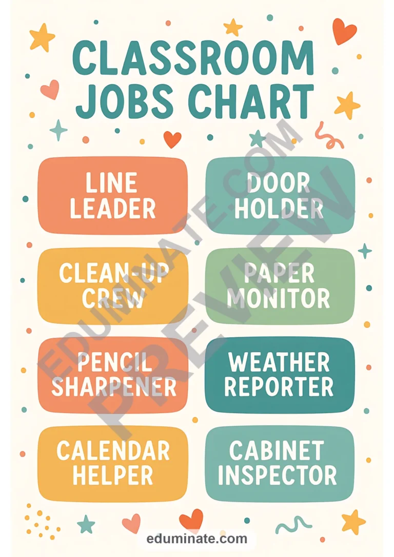 Jobs Chart for Classroom | Classroom Jobs Chart Printable | 34 Chart Pages sample page 1