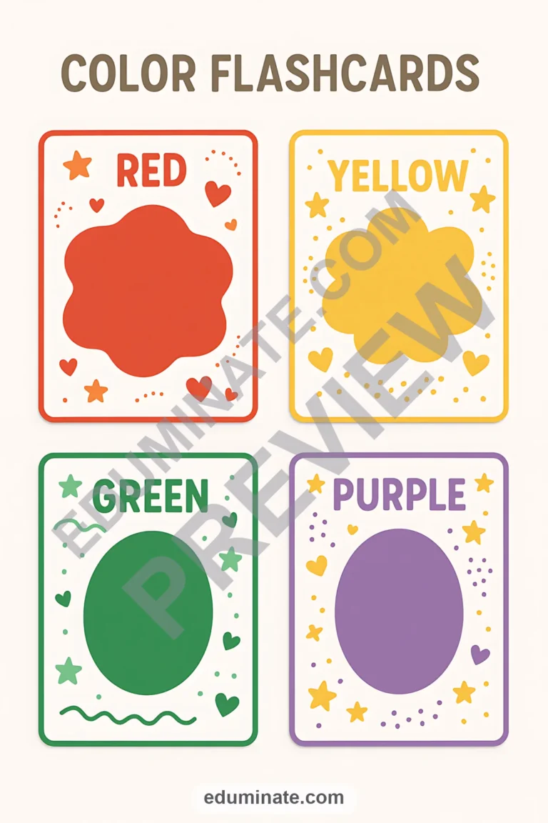Printable Colors Flashcards | Color Word Cards for Preschool | 67 Card Pages sample page 1