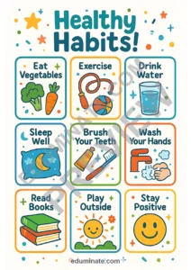 Healthy Habits Flashcards | Printable Healthy Habits Cards | 37 Card Pages page 1