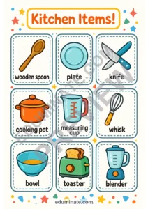 Kitchen Vocabulary Flashcards | Printable Kitchen Items Picture Cards | 43 Pages page 1