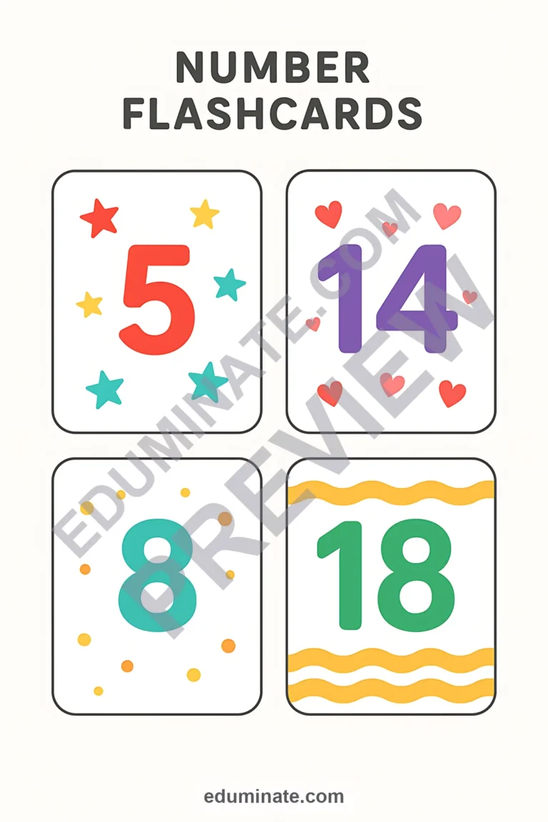 Number Flashcards 1-20 | Number Recognition Cards for Preschool | 66 Pages sample page 1