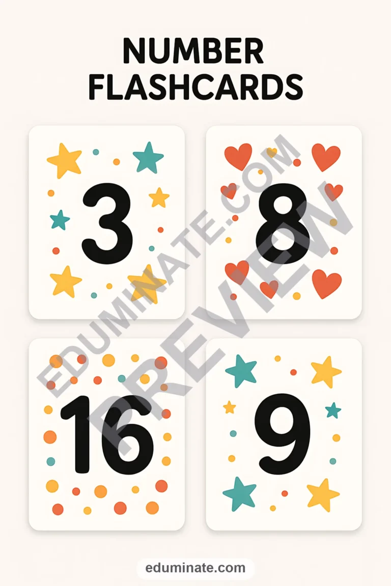 Printable Number Flashcards 1-20 | Number Cards for Toddlers | 66 Card Pages sample page 1