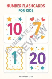 Counting Flashcards 1-20 | Number Cards for Math Centers | 49 Card Pages Set page 1