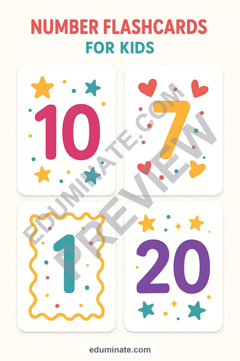 Counting Flashcards 1-20 | Number Cards for Math Centers | 49 Card Pages Set sample page 1