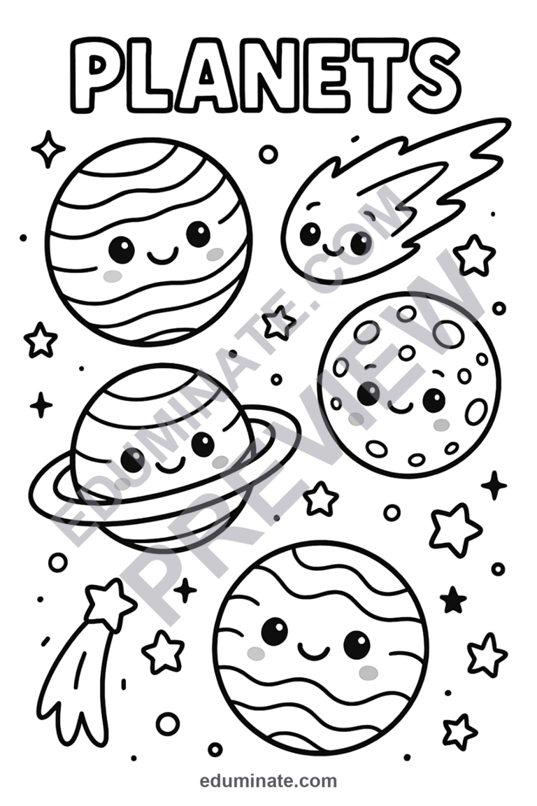 Planets Coloring Pages 31 Cute Outer Space Art Activities Printable Worksheets sample page 1