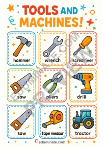 Tools Flashcards | Printable Tools and Machines Picture Cards | 52 Card Pages page 1