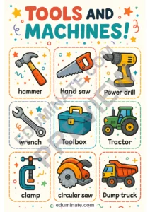 Flashcards of Tools | Printable Tools and Machines Picture Cards | 26 Card Pages page 1