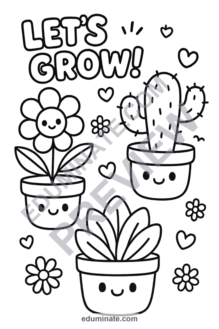 Plant Coloring Pages 80 Cute Potted Botanical Garden Art Activity Worksheets sample page 1