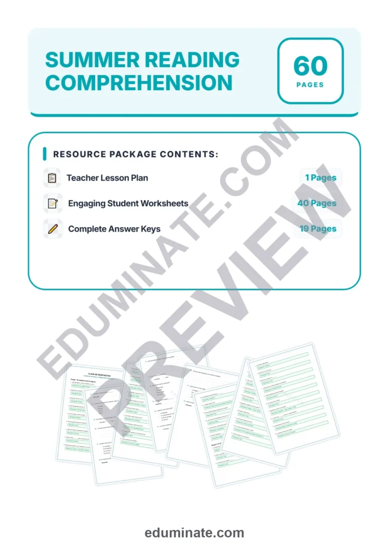 Spanish Summer Worksheets – Reading Passages with Questions and Answer Key sample page 1