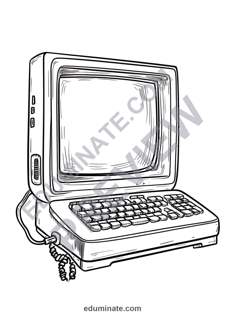 Robot and Technology Coloring Pages 26 STEM Computer Art Activity Worksheets sample page 1