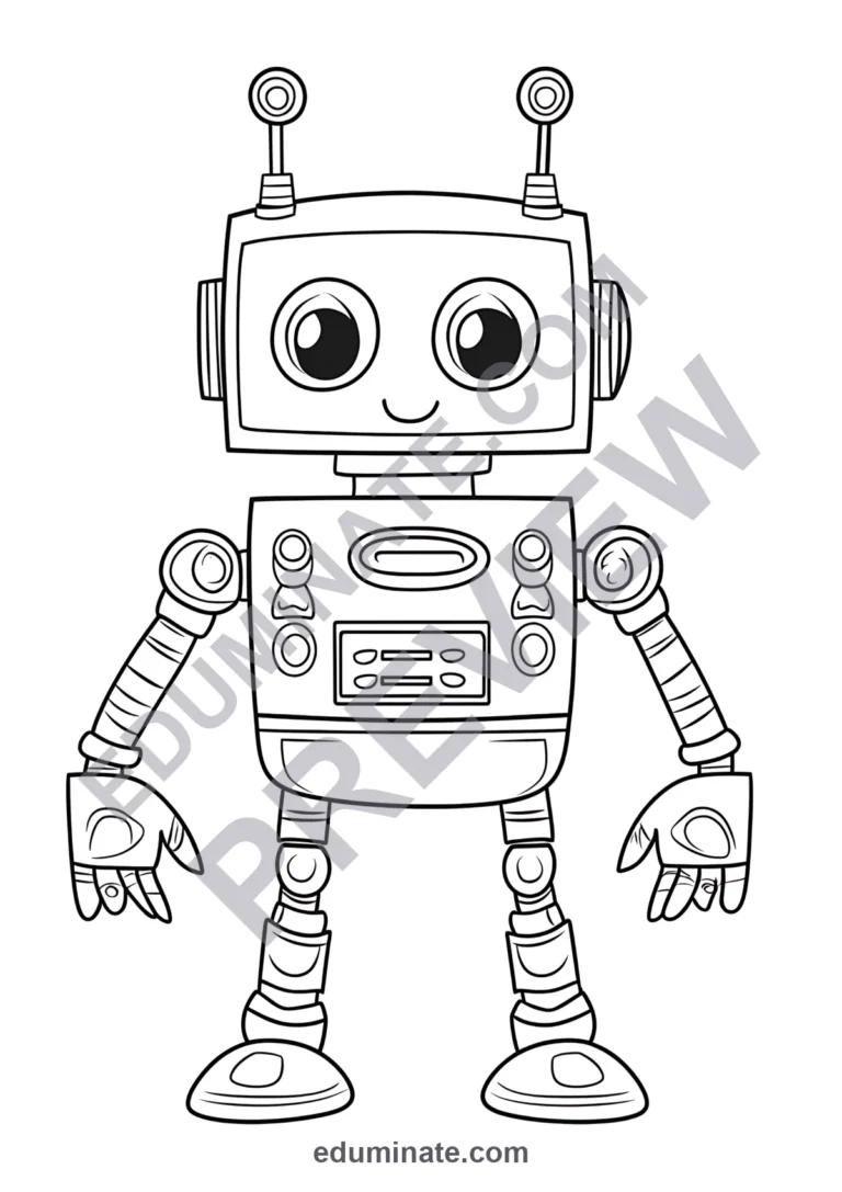 Robot Coloring Sheets 34 Simple Mech Android Art Pages