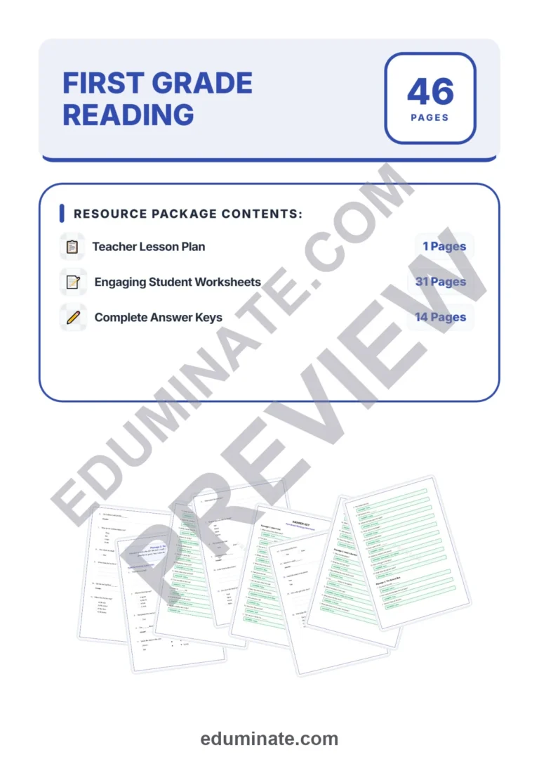 Reading Comprehension Packet – Reading Passages, Questions and Answer Key sample page 1
