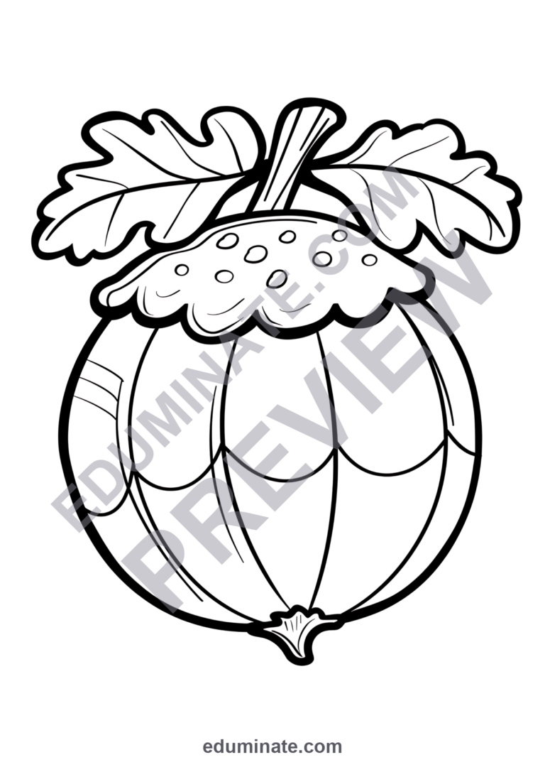 Acorn Coloring Pages | Fall Coloring Pages | Cute Autumn Printables for Kids sample page 1