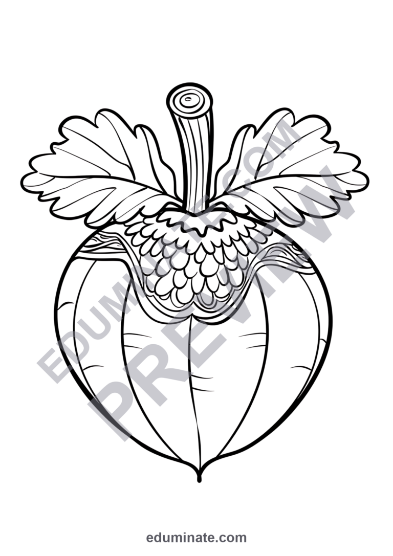 Fall Acorn Coloring Pages for Kids | Autumn Nature Set | Cute Printable Art sample page 1