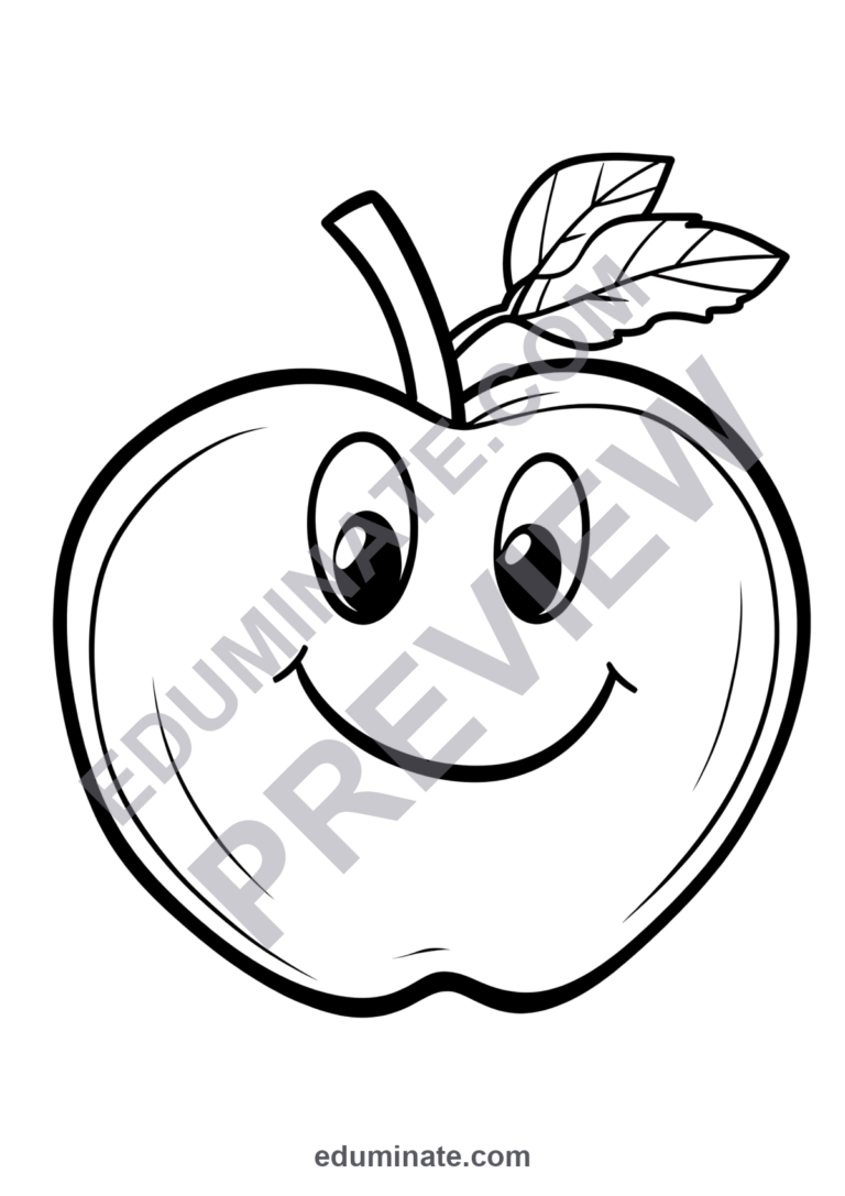 Fall Apple Coloring Pages | Apple Tree, Basket, and Orchard Printables for Kids sample page 1