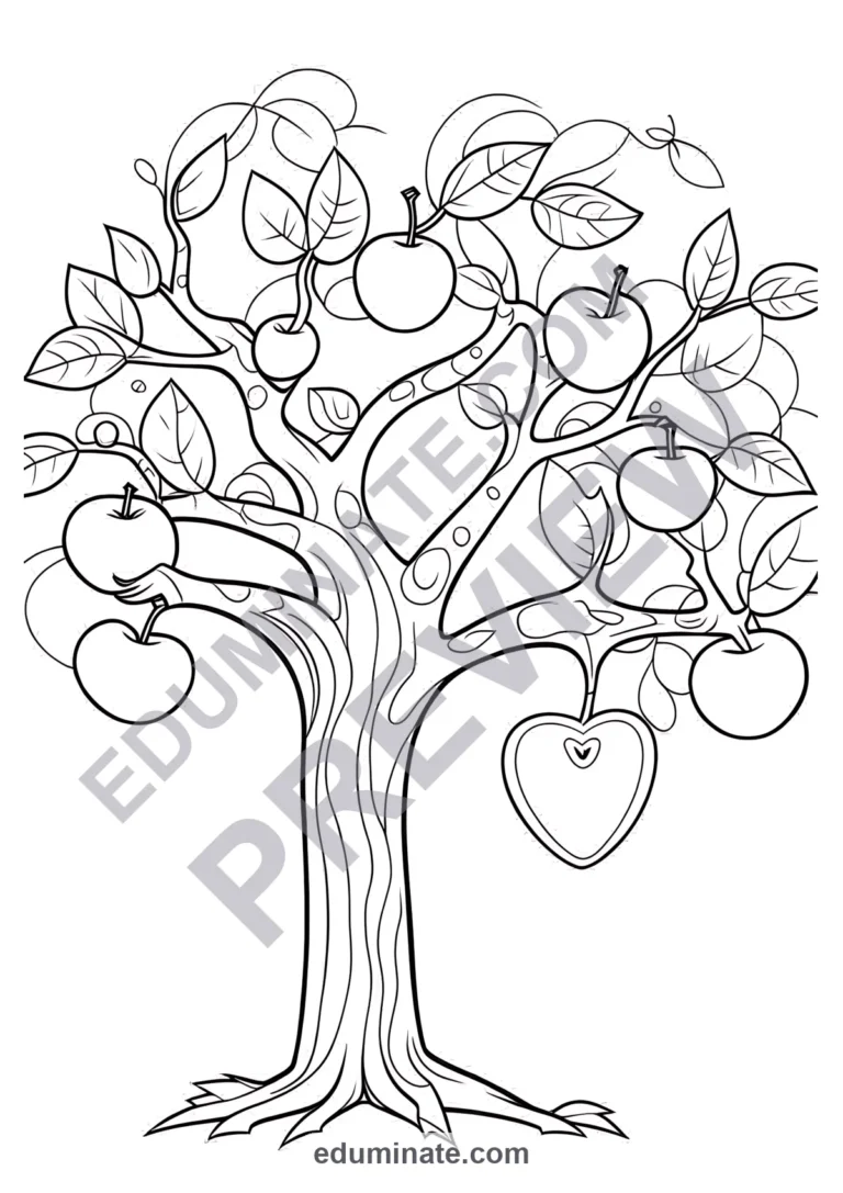 Apple Coloring Pages for Preschoolers: 17 Simple Pages
