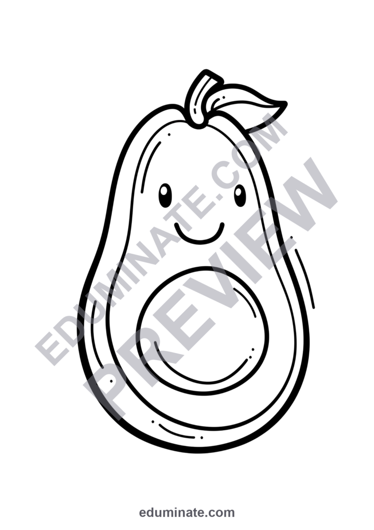 Avocado Coloring Pages | Fun Fruit Coloring Sheets | Printable Kids Activity sample page 1
