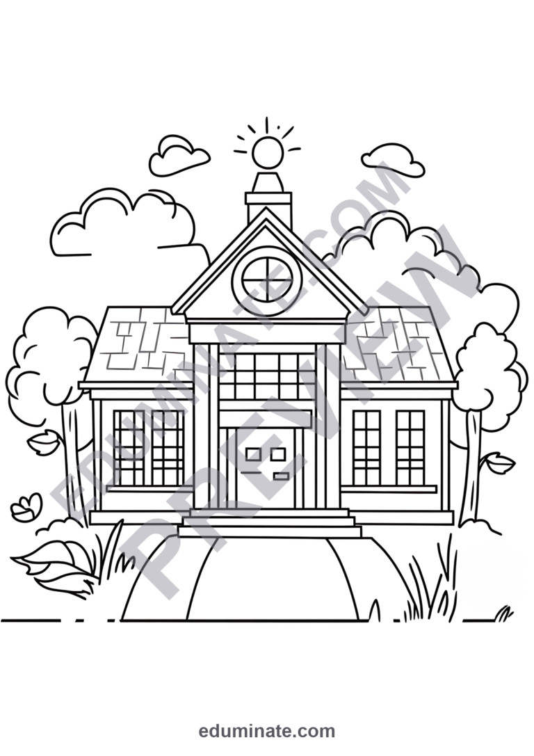 Back to School Coloring Pages for Kids | Classroom Sheets | Schoolhouse Book sample page 1